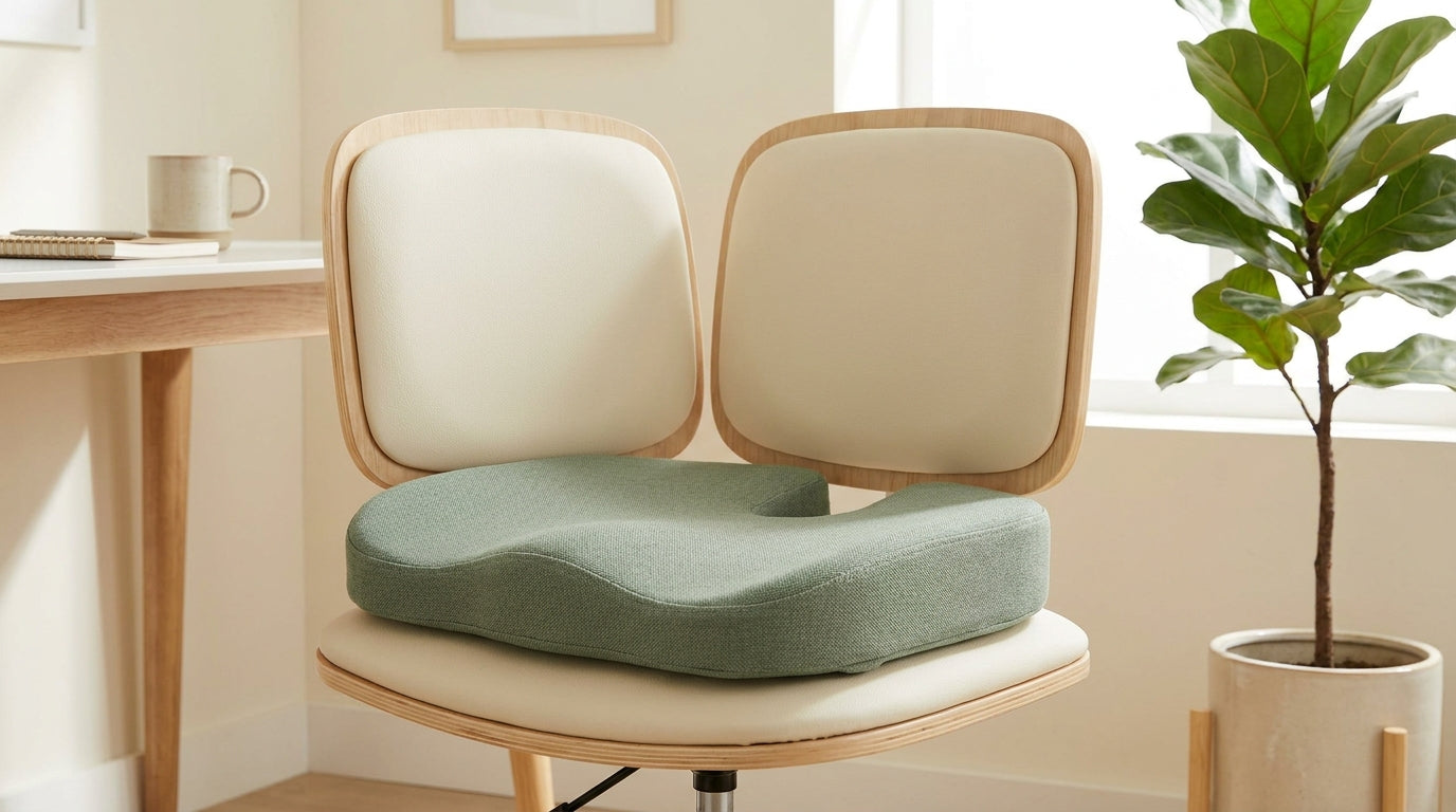 Coussin d'assise à découpe coccyx sur une chaise de bureau