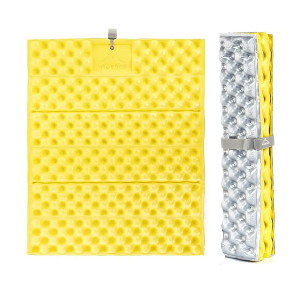 Coussin d’assise pliable Widesea jaune déplié et replié